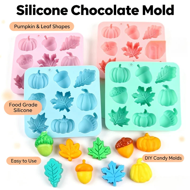 1PC Silicone Mold DIY Baking Maple Leaf Hazelnut Pumpkin Shape Mould Christmas Halloween Series for Handmade Dessert Making Quake