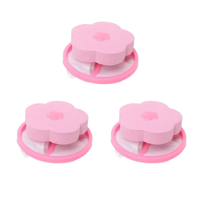 Washing Machine Floating Filter Bag Lint Filter Lint Remover Stain Remover Laundry Balls Wash Balls Plum Shaped Laundry Balls Quake Pink 3PCS