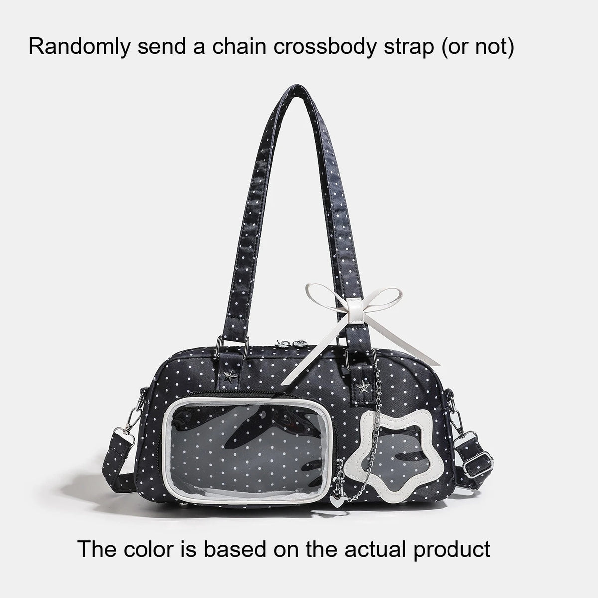 1pc Wave Point Pain Bag Y2k Wind Concert Star Chaser Single Shoulder Diagonal Crossing Baby Bag Quake black about 35x9x16cm