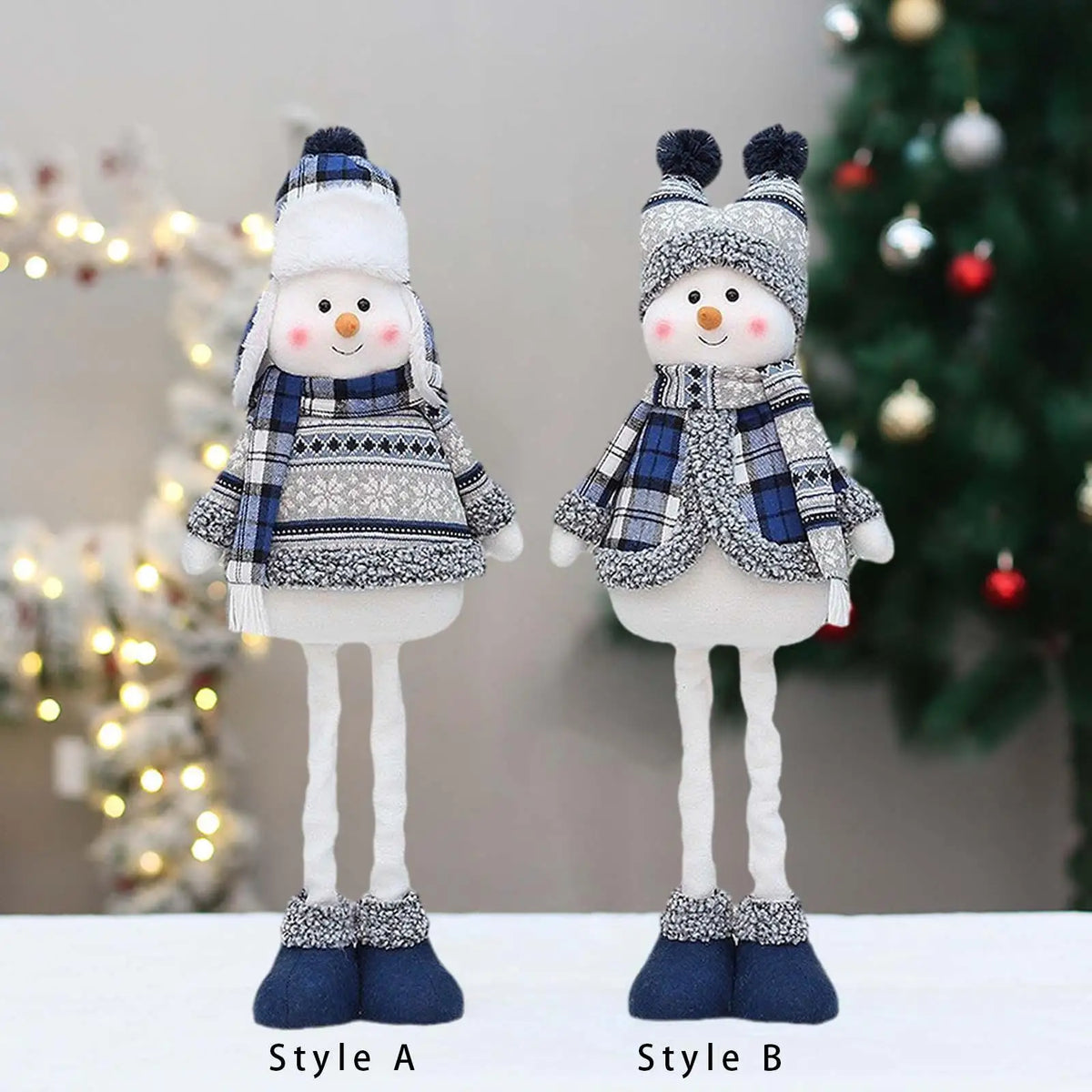 Christmas Figurine Stretch Legs Plush Doll Figure Santa Claus Figurine Decoration for Xmas, Quake