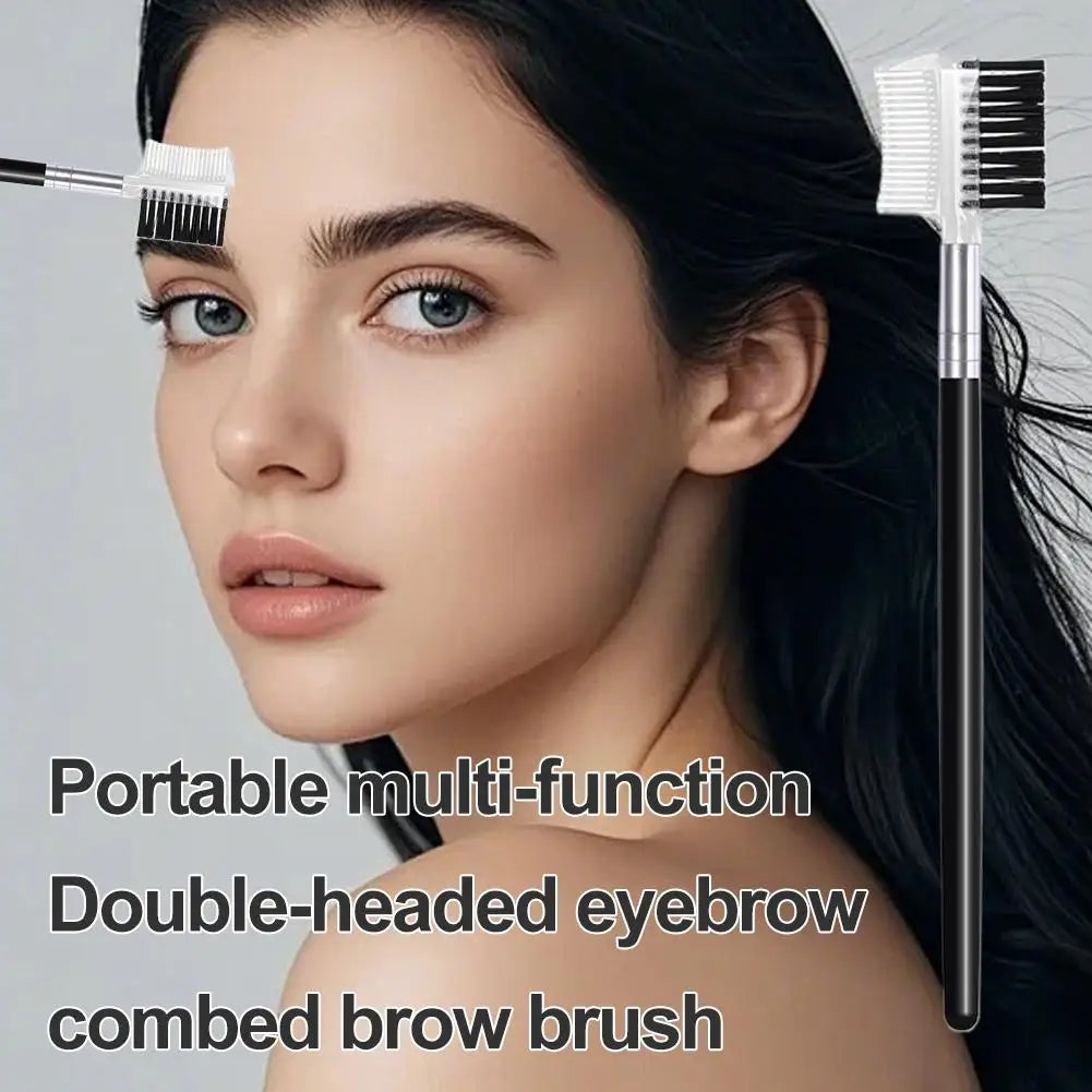 Dual-Headed Eyebrow Comb Makeup Brush Beauty Tool Professional Lash & Brow Comb, Dual-Sided Brush Creates Groomed Lashes & Brows Quake