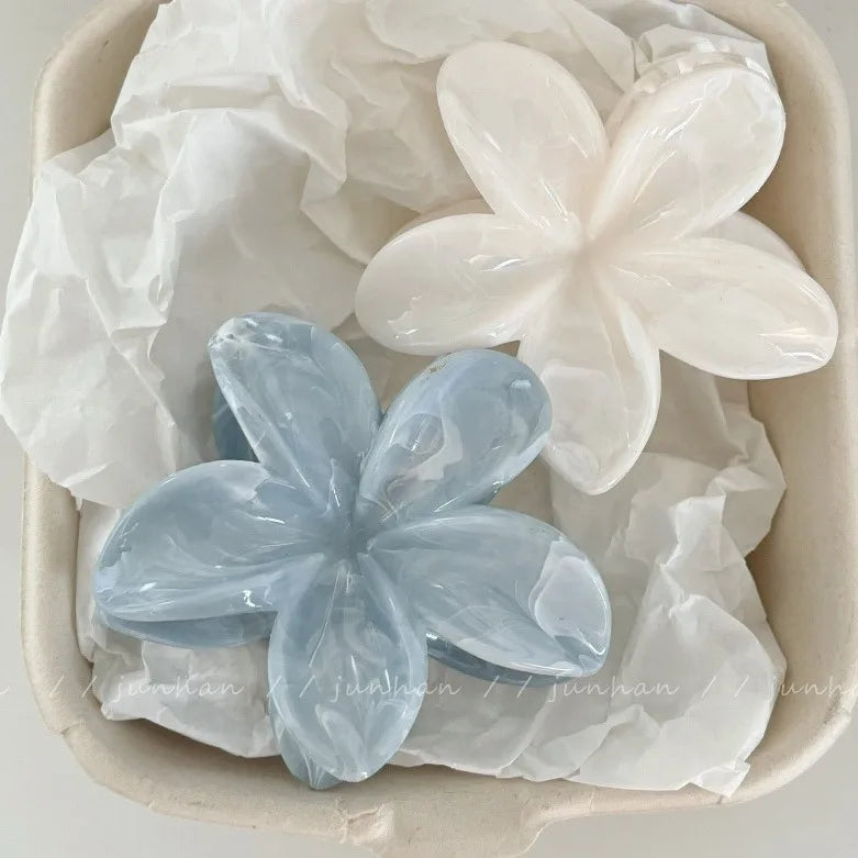 Flower Hair Claws Summer Beach Travel Hair Grab Clip Women Girls Female Fashion Shark Clip Bohemian Styling Barrettes Headwear Quake