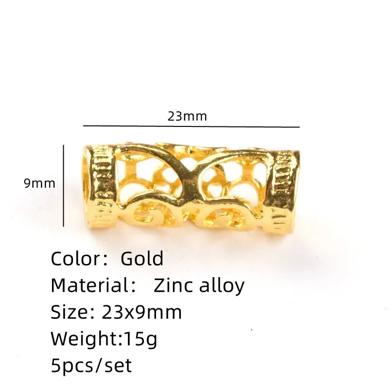 5/10Pcs Gold Charms Diy Hairs Braid Dread Dreadlock Beads Hair Ring Rope Elastic Hair Bands Ponytail Hairstyle Hair Accessories Quake 5pcs NO.10