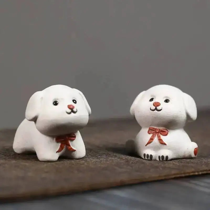 Zisha Zodiac Dog Tea Pet Wealth Nurturing Tea Tray Tea Table Ornament Accessories Shiba Inu Tea Plaything Quake
