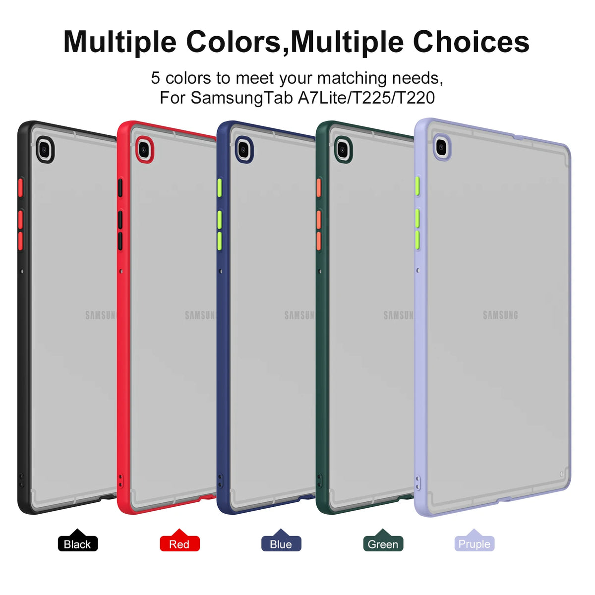 For Samsung Galaxy Tab A7 Lite Shockproof Protective Case 8.7-inch Transparent Cover Compatible with SM-T225/T220 Quake