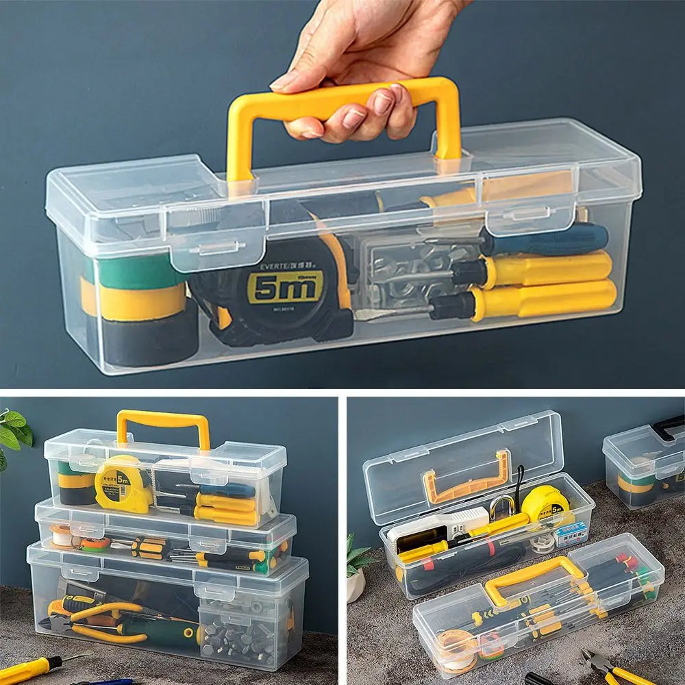 Multifuntional Plastic Hardware Tool Box Transparent Tool Organizer Tool Storage Box Toolbox Household Parts Box Quake