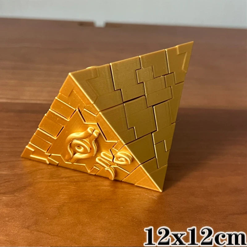 New Hot Yu-Gi-Oh Millennium Puzzle Gold Sarcophagus 3D Printed Desktop Decor Card Storage Box Creative Gift Toy for Anime Fans Quake about 12x12cm