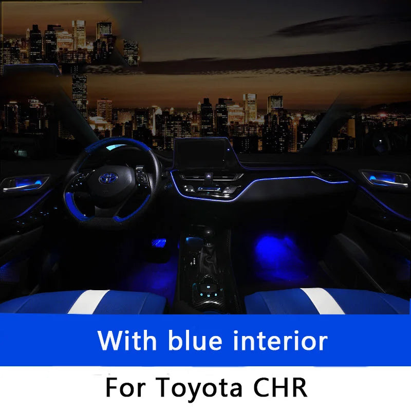 Car Interior LED Dashboard Central Frame Trim Atmosphere Light EL Wiring Neon Strip Ambient Lamp for Toyota CHR C-HR 2017-2021 Quake
