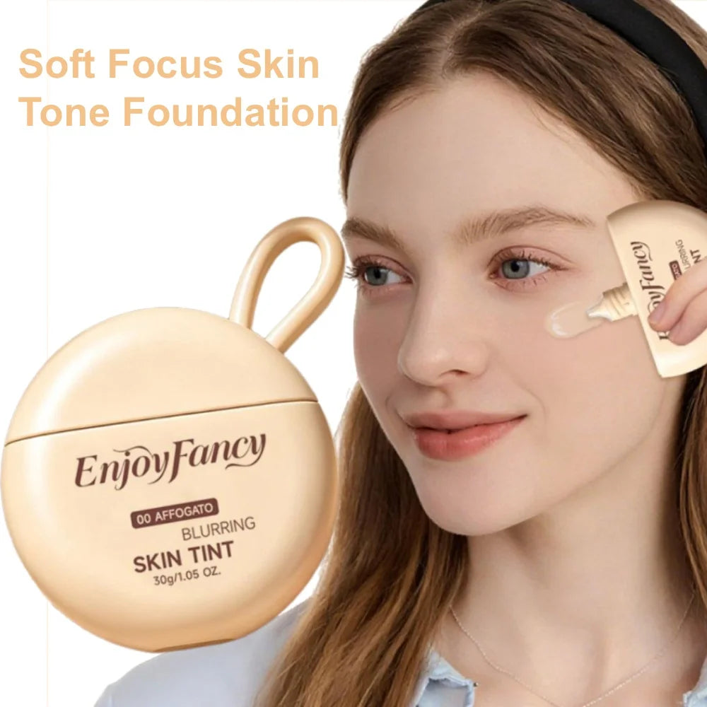 EnjoyFancy Soft Focus Skin Tone Foundation Natural Moisturizing Brightening Foundation Concealer Coverage Blemish Lasting Makeup Quake
