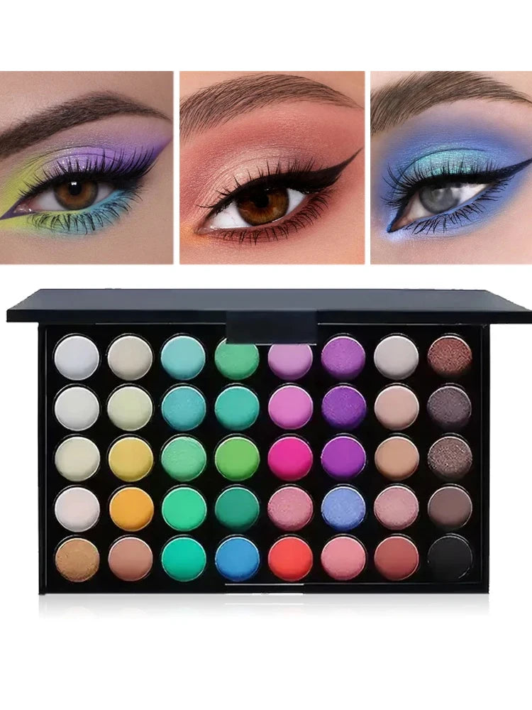 40 Colors Glitter Eyeshadow Palette Matte Waterproof Long Lasting Pressed Powder Cosmetics Kit Fashion Women Eye Makeup Palette Quake 02