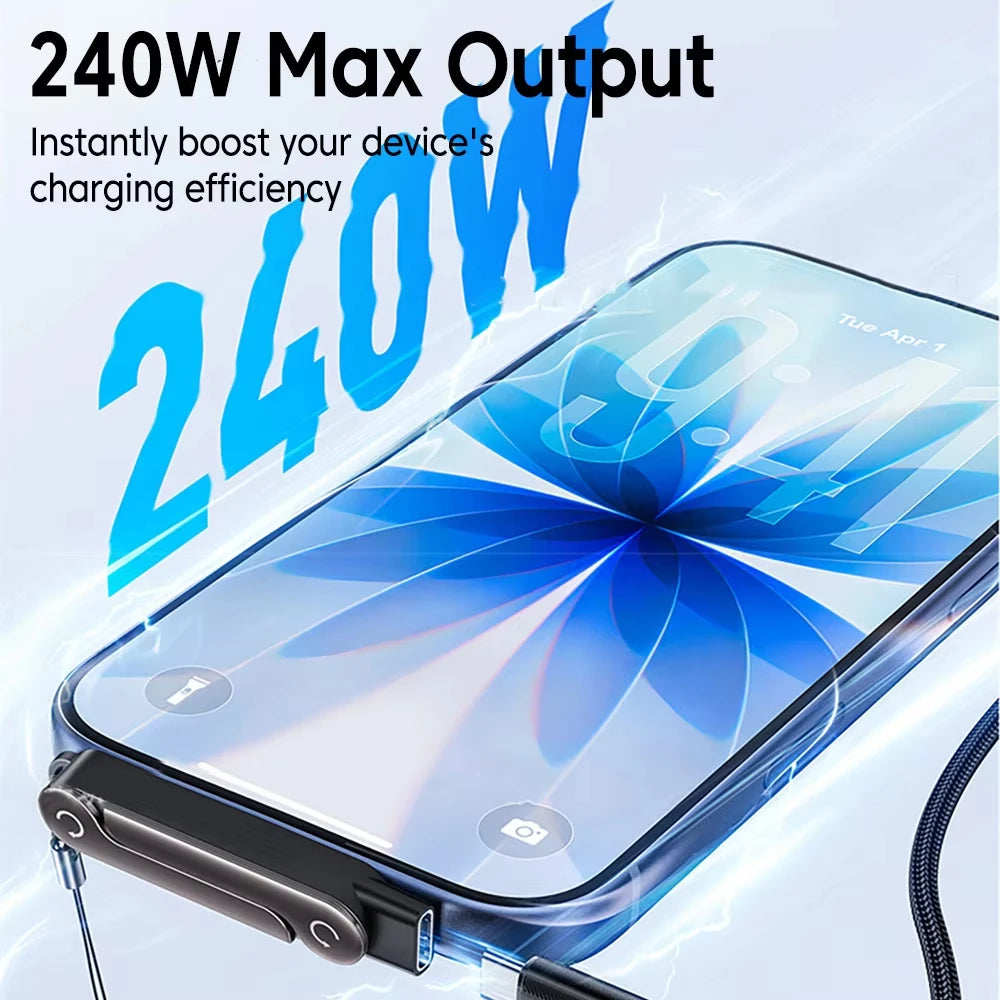 Type-c Phone Charging Bracket Adapter 240W Fast Charging OTG Type-C Male to USB-C Female Converter With foldable Holder Quake