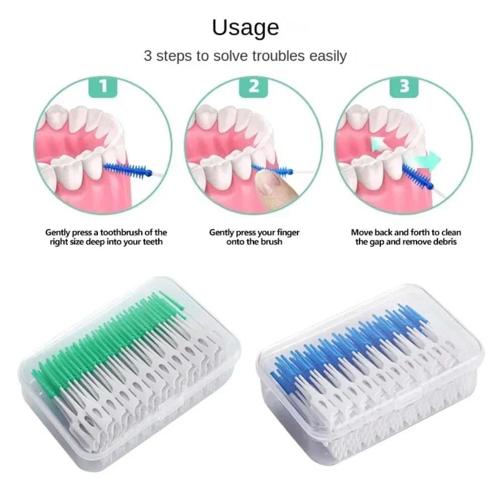 Soft Silicone Dental Toothpicks,Interdental Cleaning Brushes - Portable Oral Hygiene Tool,Gum Massage,Plaque&Food Debris Removal Quake