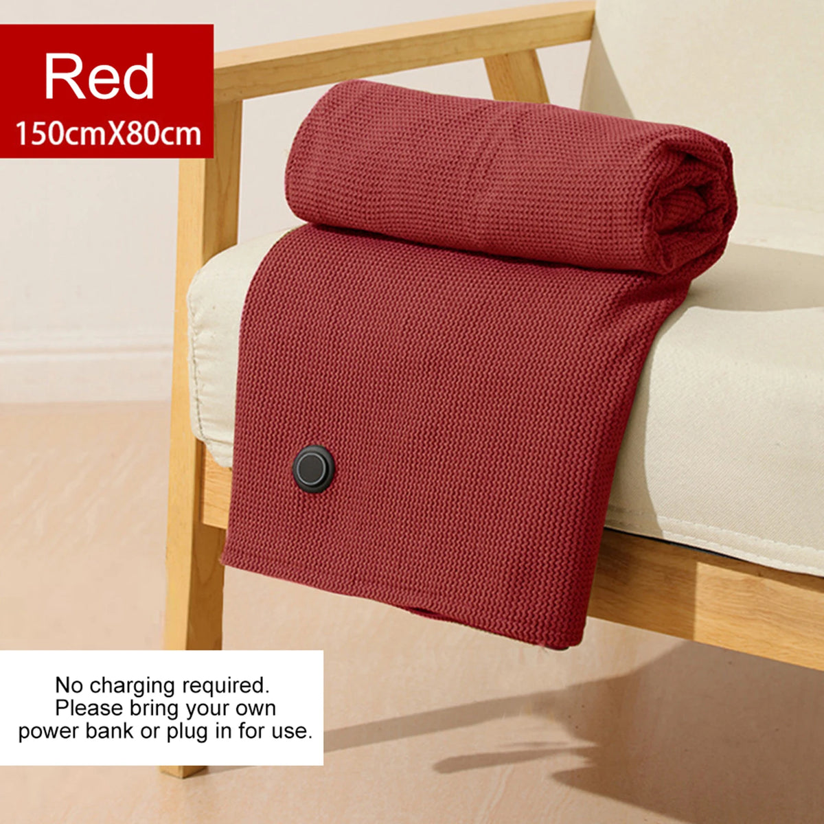 Wearable Electric Blanket 3 Heating Levels USB Heating Winter Warm Blanket Home Office Outdoor Heating Mattres Washable Quake Red