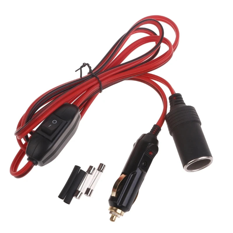 12V 24V Cigarette Lighter Extension Cord with Switches Car Cigarette Lighter Male Plug to Female Socket Extension Cable Quake