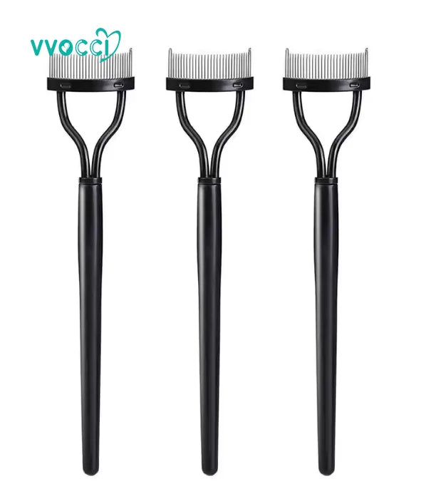 Eye Combing Tools Makeup Lash Separator Eyelash Brush Lash Stainless Steel Eyelash Portable Comb Mascara Curl Eyelash Curler Quake M166 Black 3pcs