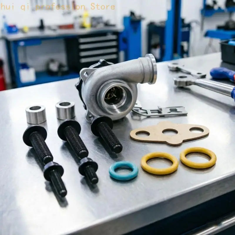 Turbocharger Mount and Seal Hardware 904-234 3C3Z-9T514-AD Replacement, Installation Gasket Set with Bolts Sleeves and Bracket Quake