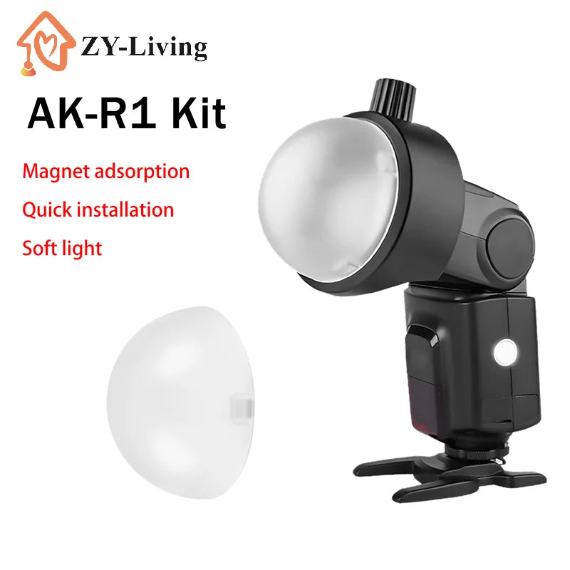 1Pcs AK-R11 Magnetic Dome Diffuser Replacement For V1 Round-Head Flash/for AD200/AD200Pro/for Flash Series V1/S-R2 Spare Part Quake