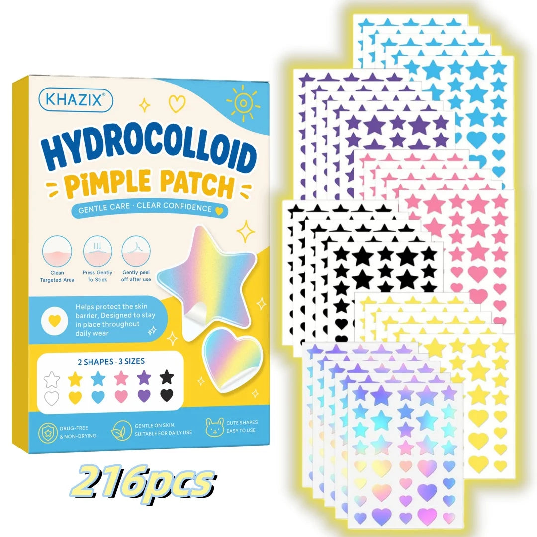 216/1080pcs Star Pimple Patches For Face Hydrocolloid, Absorbing Cover, Tea Tree, Hydrocolloid Acne Patch, Cute Star Pimple Quake 216pcs