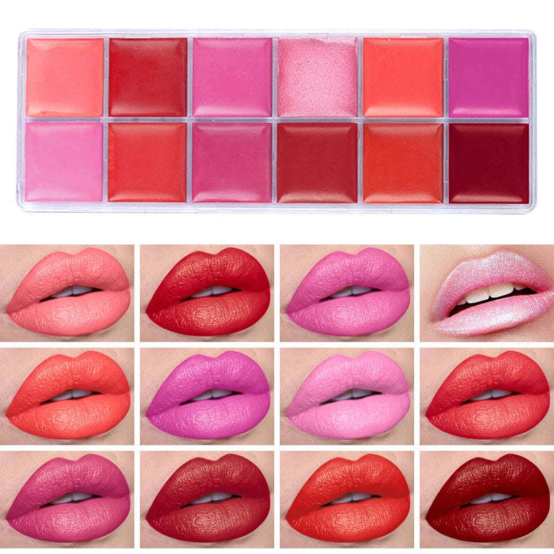 12 Colors Women Moisturizing Long Lasting Lip Gloss Palette Girls Nude Cosmetic Makeup Lip Tools Lipstick Female Quake