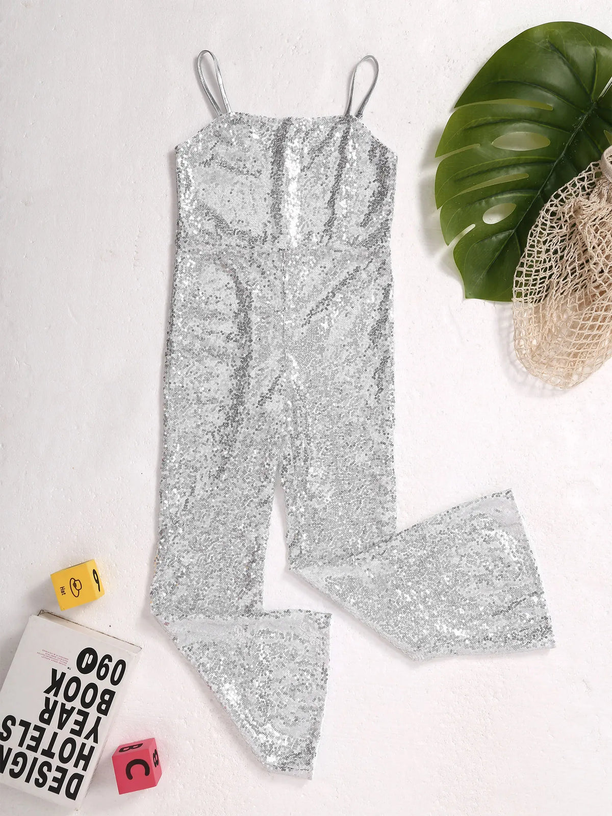 Shiny Halloween Hippie Costume Bell Bottom Jumpsuit for Girls Movie Character Sequins Disco Outfit 70s 80s Prom Party Costume Quake