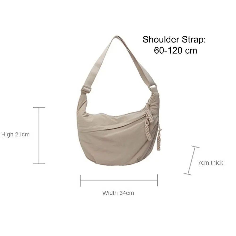 New Canvas Crossbody Bags Korean Simplified Lightweight Shoulder Bag Solid Color Large Capacity Dumpling Bag Women Quake