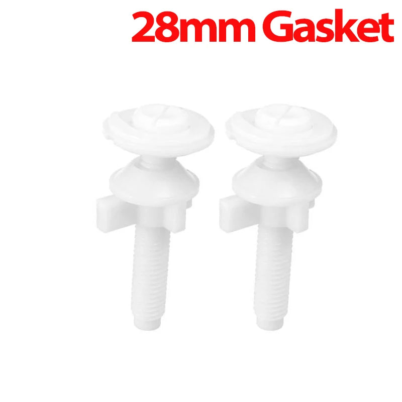 10/2PCS Toilet Cover Bolts for Fixing The Top Toilet Seat Replacement Toilet Seat Screws Kit Plastic Bolts with Nuts and Washers Quake 28mm Gasket 6PCS