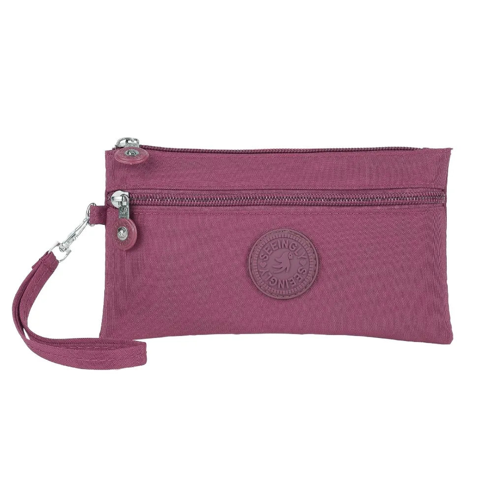 New Waterproof Women Wallet Wear-resistant Durable Coin Purse Portable Nylon Zipper Clutch Ladies Quake Purple Red