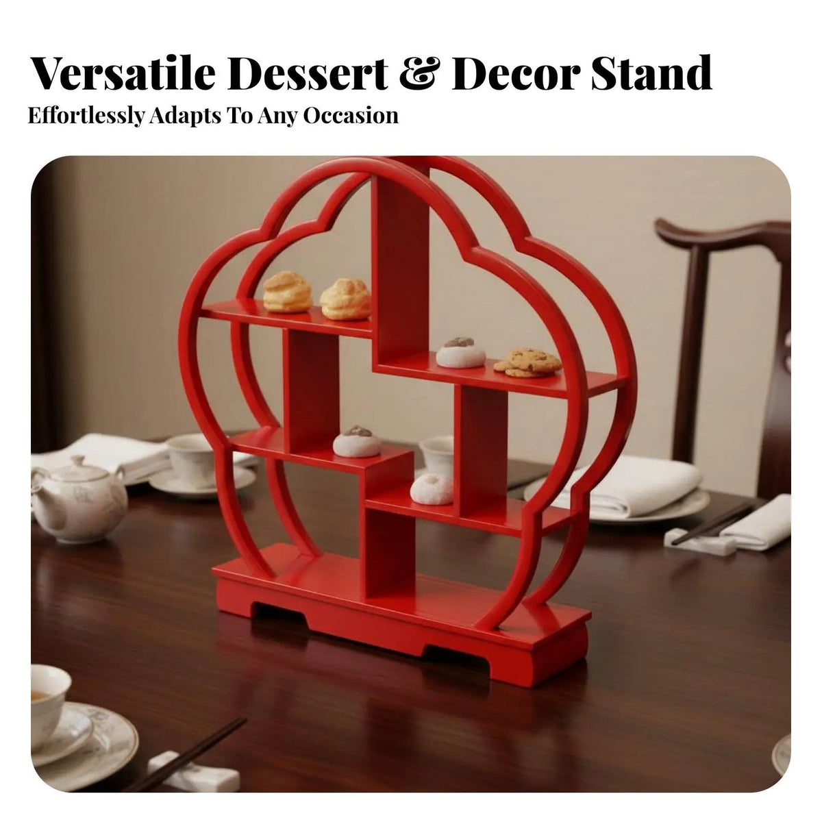 Plum Blossom Pastry Shelf Stand for Tea Party Dessert Table Cake Display and Home Decor Accent Quake