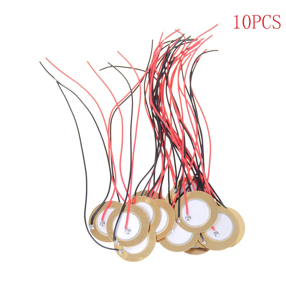 10Pcs 20mm Piezo Ceramic Elements Sounder Sensor Trigger Drum Disc + Wire Copper Piezoelectric Buzzer Copper Quake 10PCS