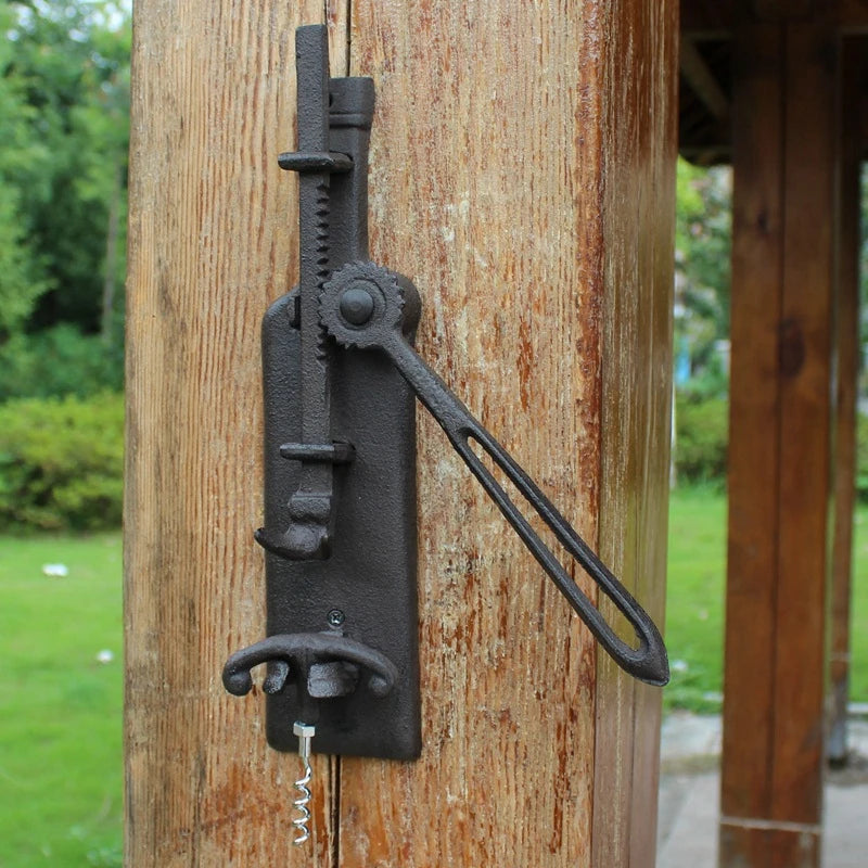 European Vintage Cast Iron Wall Mounted Wine Bottle Opener Home Bar Decor Rustic Beverage Bottle Opening Accessory Quake