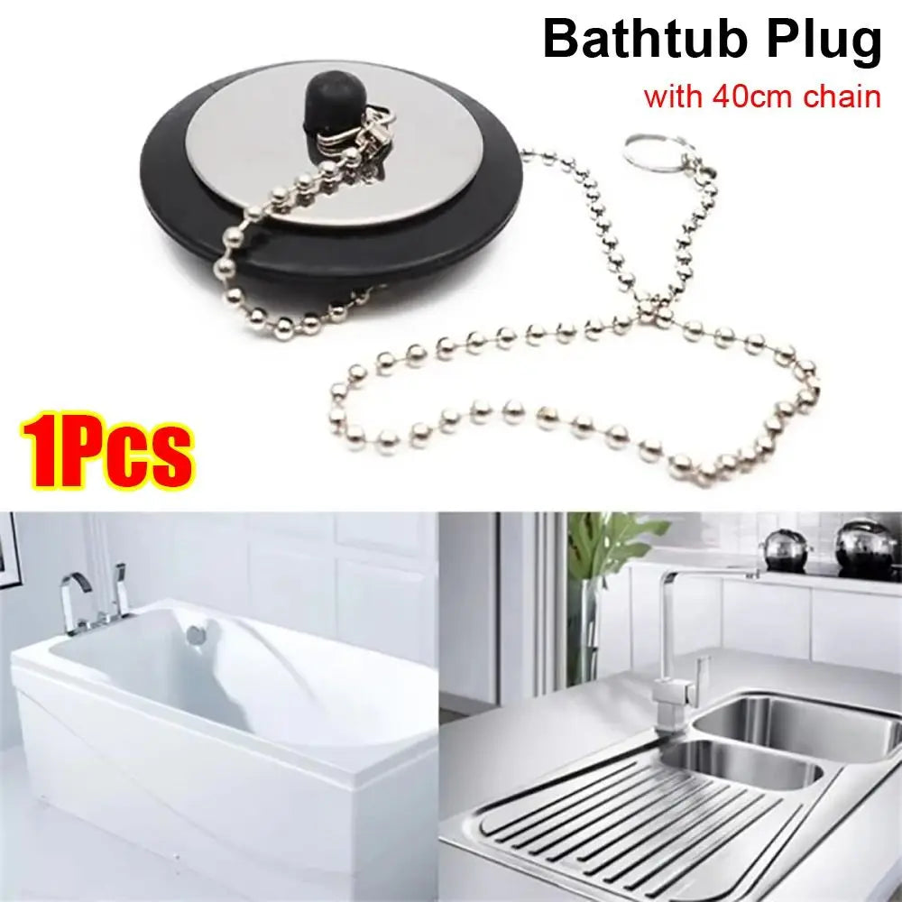 1Pcs Durable Rubber Tub Stopper Universal Silicone Bath Tub Drain With Hanging Ring With Chain Bathtub Plug Bathtub Accessories Quake