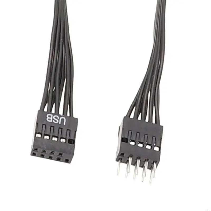 Front Panel USB Header Extension Cable, 10cm Black Ribbon 9-Pin Male to Female Wire for Internal Desktop Case Routing and Header Quake