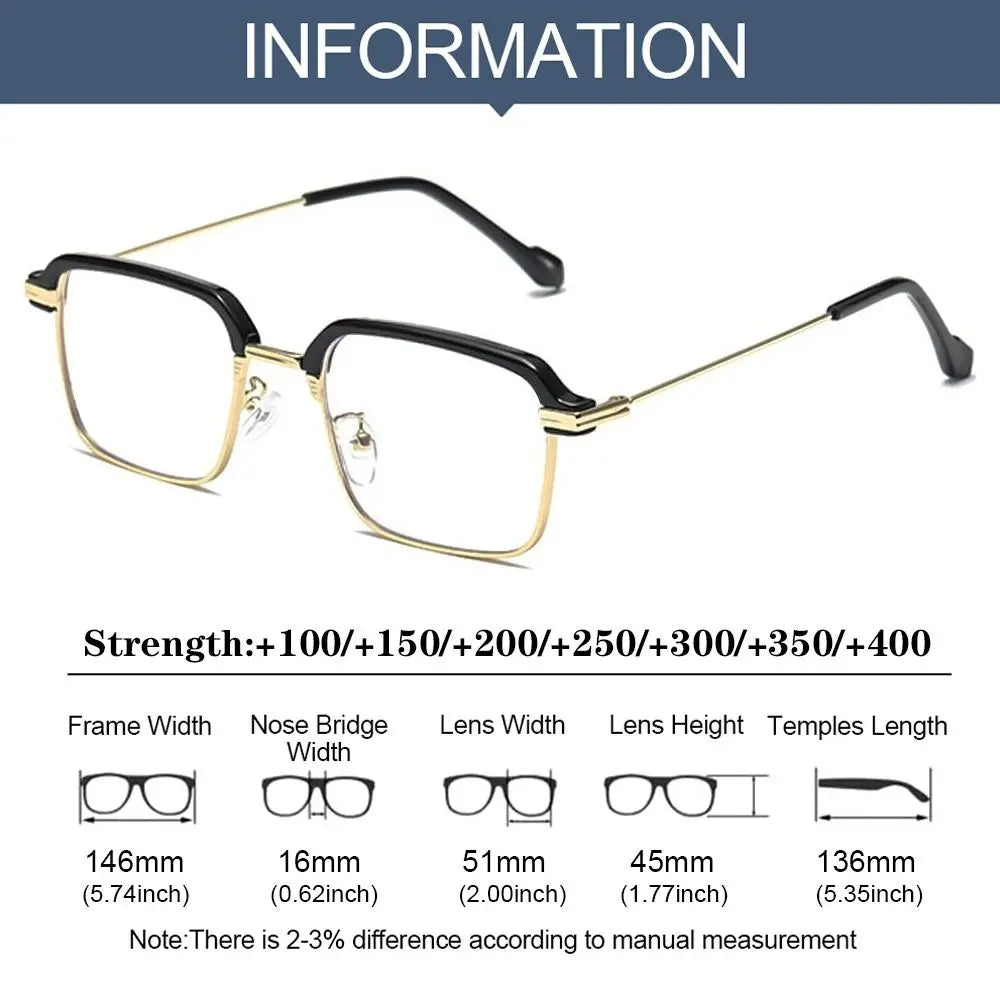Anti-Blue Light Reading Glasses Fashion Classic Metal Half-frame Readers Eyewear Men Women Eye Protection Presbyopia Eyeglasses Quake