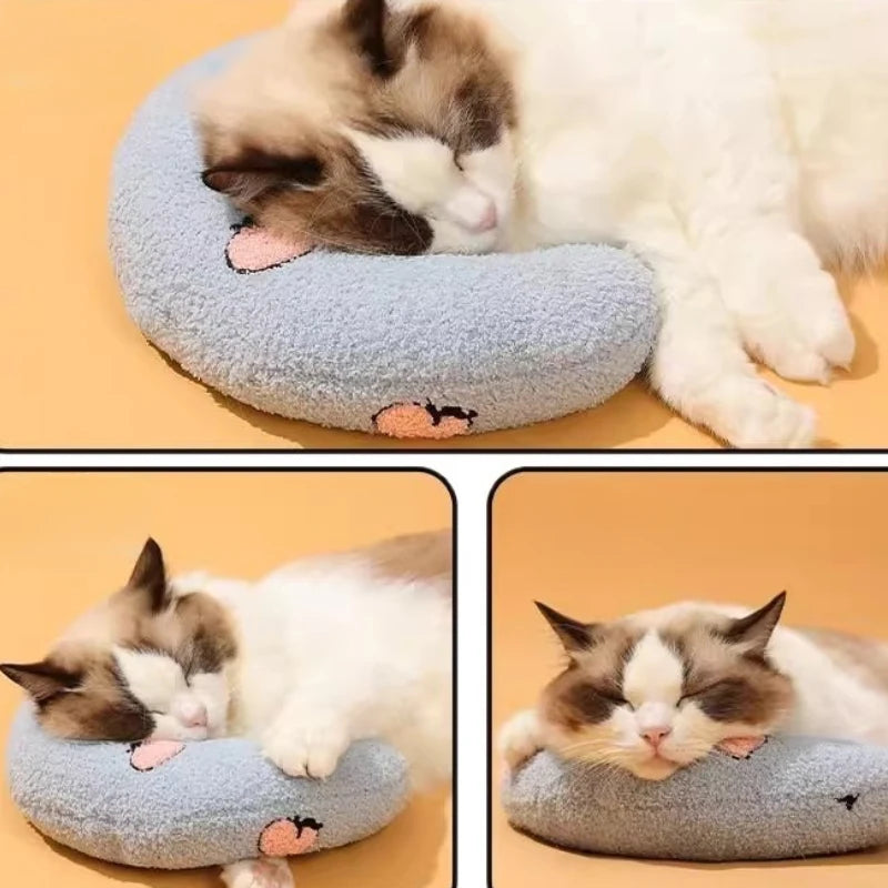 Fair Little Pillow for Cats Ultra Soft Fluffy Pet Calming Toy Half Donut Cuddler Joint Relief Sleeping Improve Machine Washable Quake