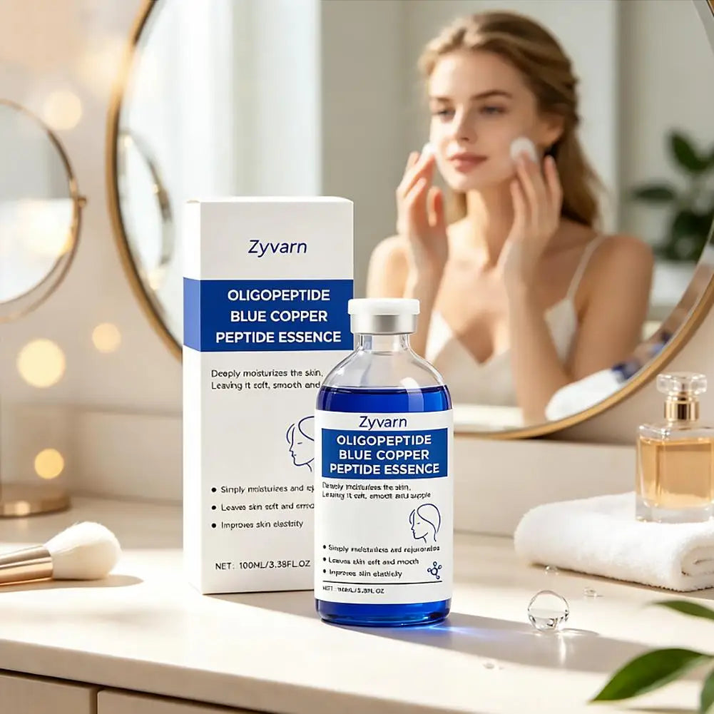 Zyvarn Blue Copper Peptide Facial Essence Deeply Moisturizing Serum for Smooth Skin,Skin Elasticity Care Leaving Skin Soft Quake