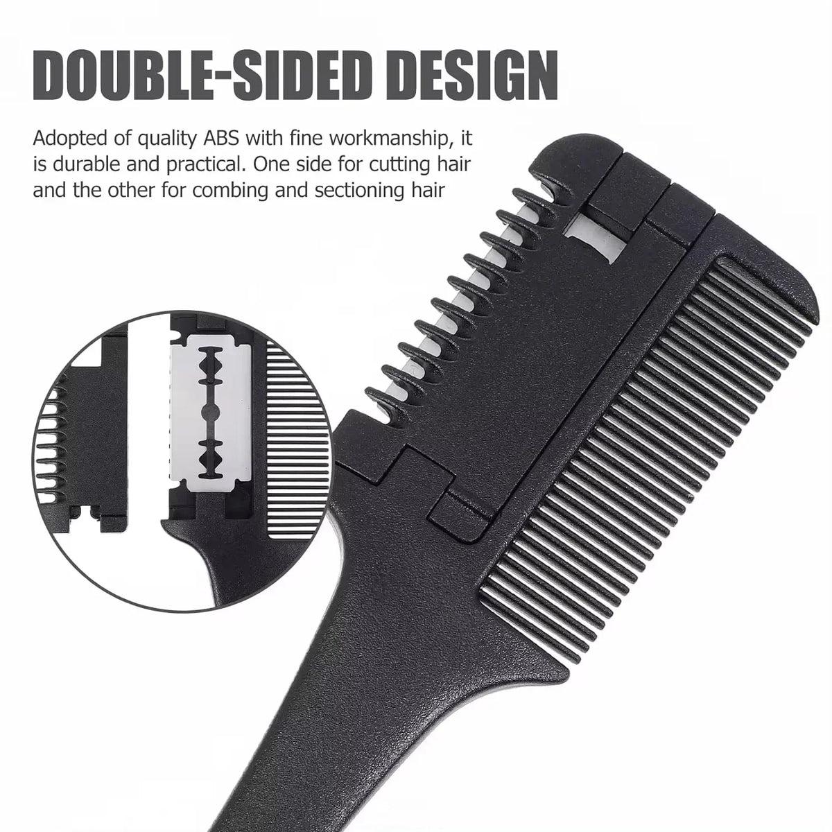 vvocci Stainless Steel Self-Cutting Bang Trimmer with Double Thinning Comb – Portable Salon & Home Hair Clipper with Edge Blade Quake