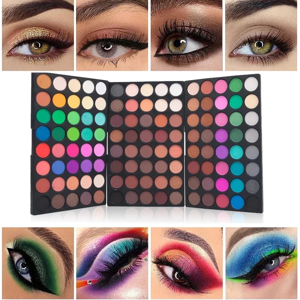 120 Colors Matte Shimmer Eyeshadow Palette Natural Waterproof Lasting Eye Shadow Makeup Set with 20 makeup brushes Cosmetics Kit Quake 120 color