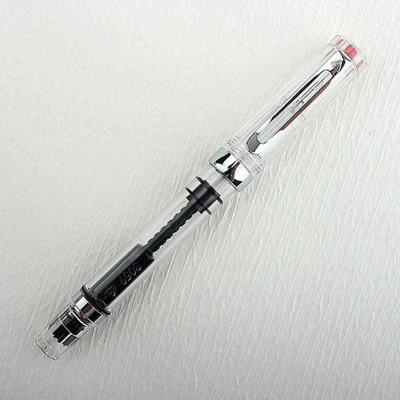 High Quality 3059 Piston Fountain Pen Resin Transparent Ink Pen EF/F Nib 0.38/0.5mm Fountain Pen Business Gif Quake 3059-5 Dark tip Nib 0.38MM