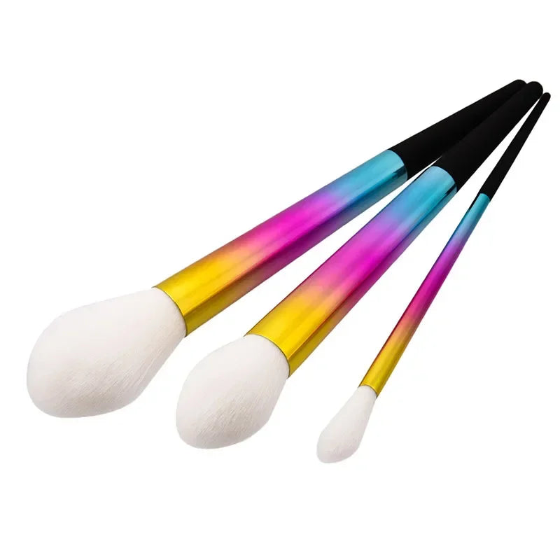 3Pcs/Lot Makeup Brushes Plastic Colorful Handle Blush Eyeshadow Foundation Makeup Brush Cosmetic Tools Kit Quake Default Title