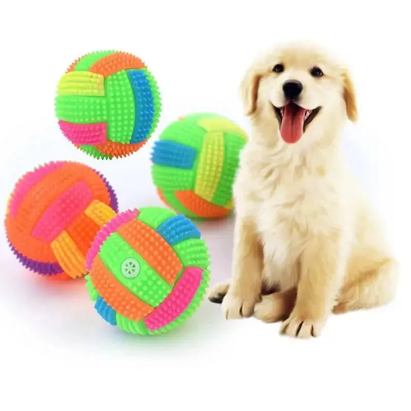 Luminous Elastic Activation Sound Ball Toys Massage Ball with Whistle Dog Cats Chew Bouncy Ball Soccer Glowing Children Pet Toys Quake