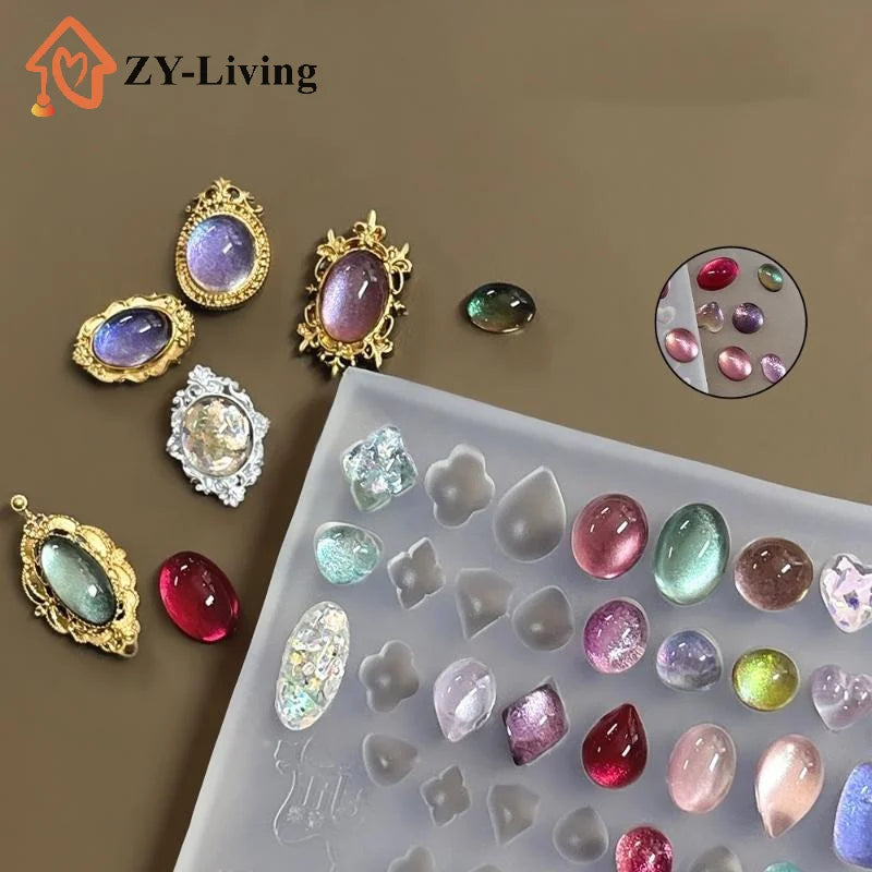 Retro Picture Frame Gem Baroque Shell Carving 3D Relief Manicure Templates Nail Art Transparent Silicone Nail Mold Quake