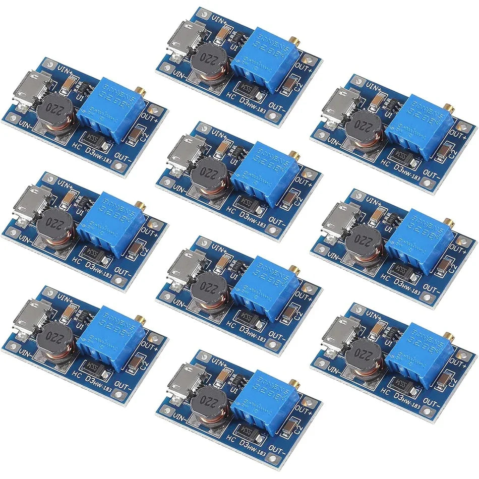 1pcs -MT3608 Adjustable Step Up Module Voltage Regulator Micro USB Type-c Plug 2V-24V to 5V-28V 2A Step-Up DC-DC Boost Converter Quake