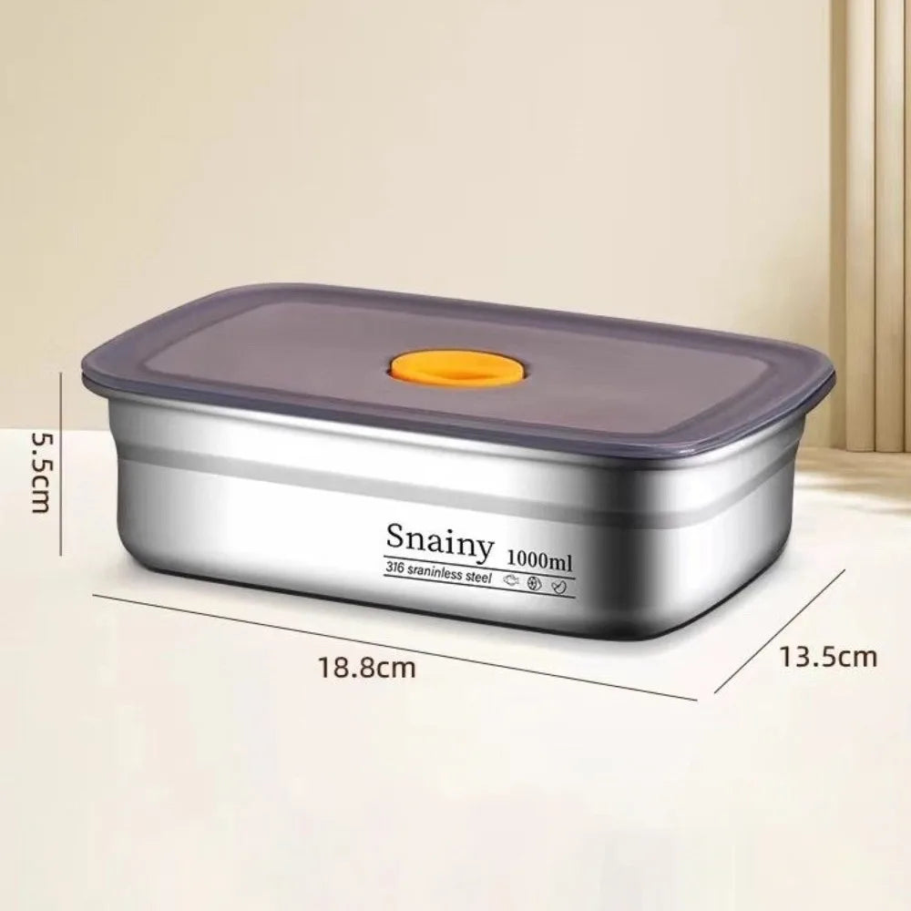 New Stainless Steel Camping Lunch Box Sealed Large Capacity Bento Box Leak-proof Refrigerator Freezer Storage Box Camp Supplies Quake 1200ml