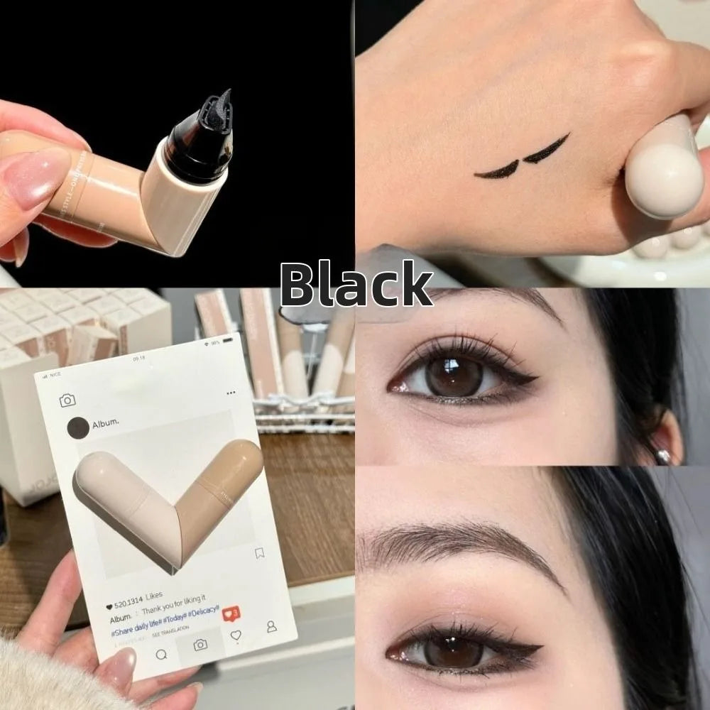 New Waterproof Eyeliner Stamp Quick Dry Long Lasting Eye Liner Stamp Rotatable Easy to Use Eyeliner Stamp Pen Quake Black