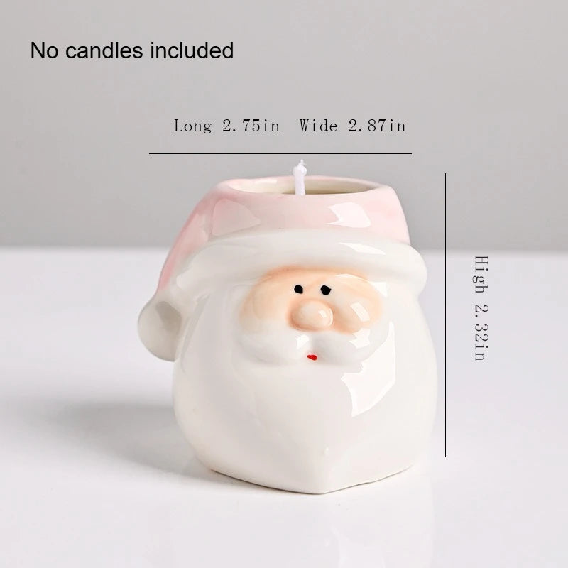 Household Creative American Style Personalized Santa Claus Candle Cup Empty Cup Ceramic Cup Gift Quake pink No candles