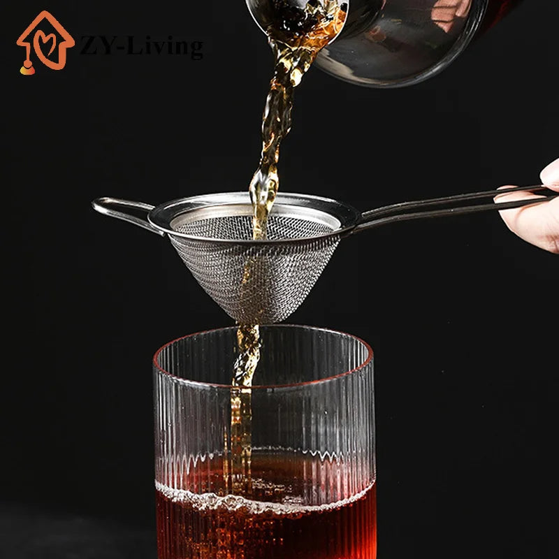 1PCS Cocktail Strainer Stainless Steel Tea Strainers Conical Food Strainers Fine Mesh Strainer Practical Bar Strainer Tool Quake