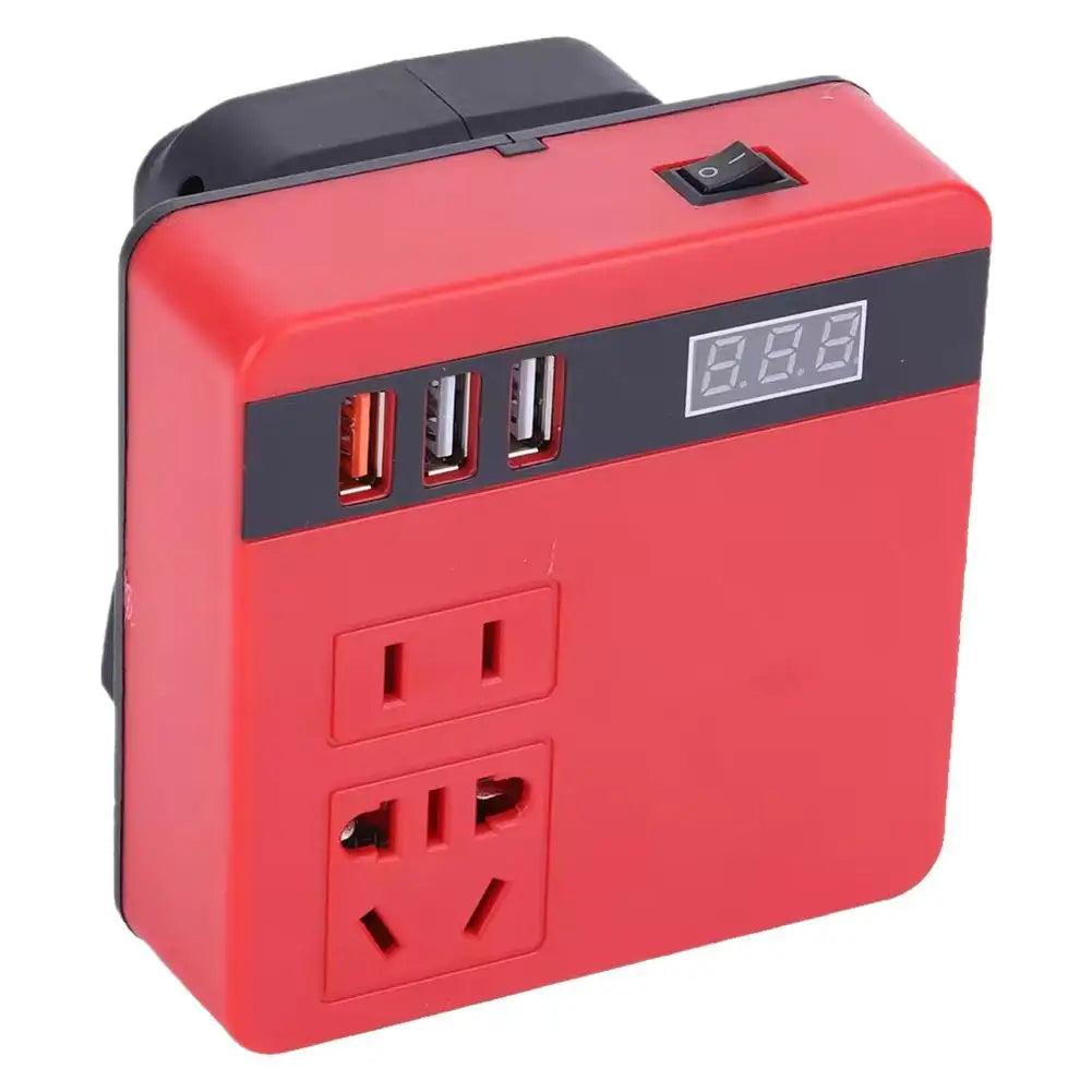 300W Power Inverter DC 18V-21V To AC 220V Lithium Battery Inverter with Dual USB,1 QC 3.0 for DeWalt / Makita / Milwaukee Quake C