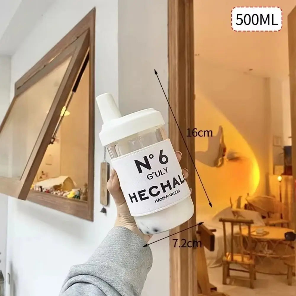 500/850ml Water Bottles Juice Milk Plastic Cup with Lid Straw Bubble Tea Coffee Cups Transparent Large Capacity Drinkware Quake 500ml-N6 Sleeve