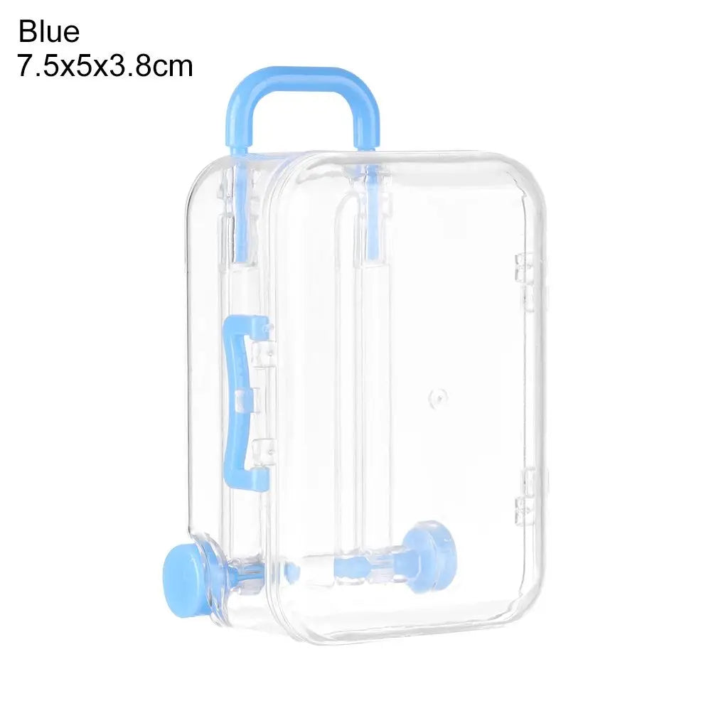 Fashion Plastic Mini Suitcase for Dolls Miniature Toys Trunk Dollhouse Decoration Lovely Small Clutch Jewellery Box Doll Handbag Quake Blue-7.5x5x3.8cm