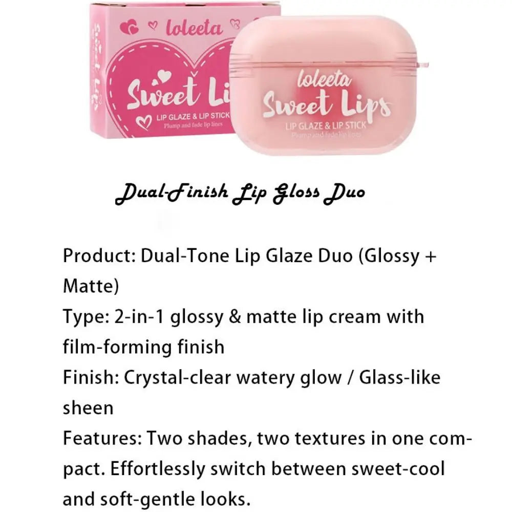 New 2-in-1 Matte Velvet Lipstick Waterproof Fairness-enhancing Glitter Lipstick Non-Fade Headphone Shape Lip Gloss Women Girl Quake